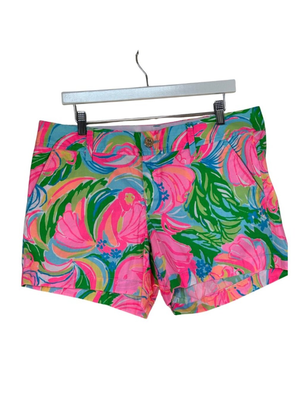 Lilly Pulitzer Callahan Shorts Size 12 Pink Tropical Floral Cotton Preppy Resort